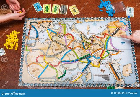 Playfield Of Ticket To Ride Europe Board Game Editorial Stock Image