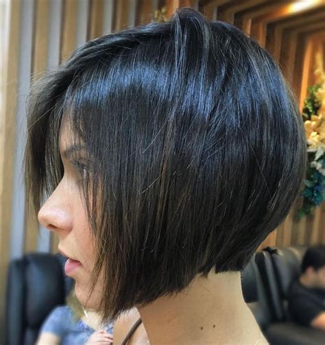 Layered Angled Chin-Length Bob | Inverted bob haircuts, Long bob