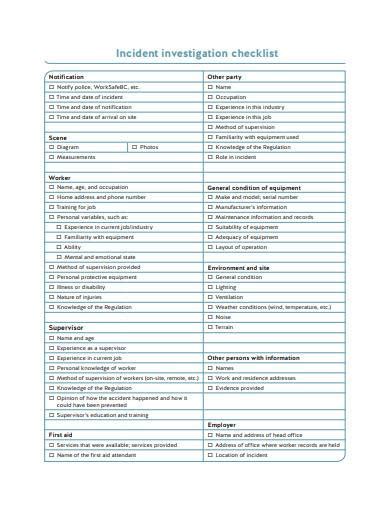 Incident Investigation Checklist