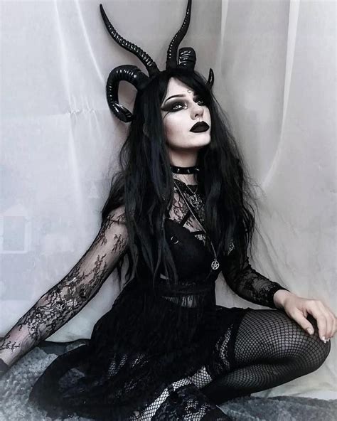 The Baphomet Horns Headpiece Gothic Outfits Goth Women Goth Beauty