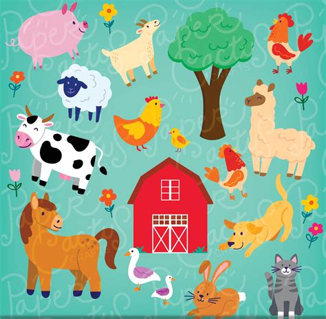 Cute And Fun Farm Animals Clip Art Instant Download Paper Cactus