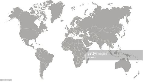 World Map Outline In Gray Color High Res Vector Graphic Getty Images