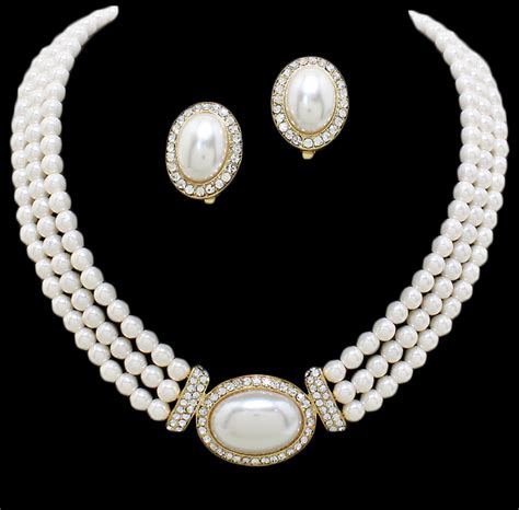 Pearl Necklace Set Katy Amazing Cream Pearl Necklace Set Oz Bling