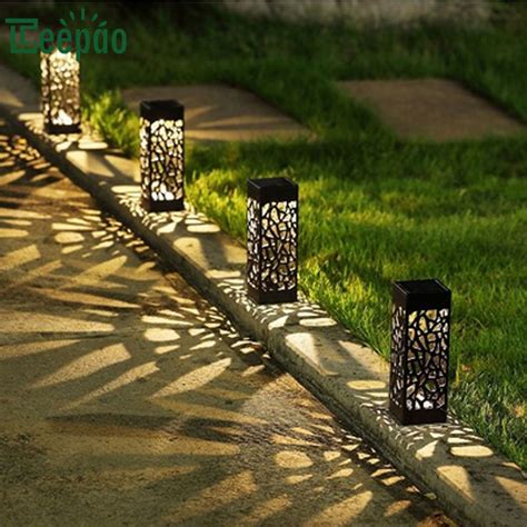 6pcs Hollow Solar Lawn Lights Outdoor Waterproof Led Garden Lamp Villa