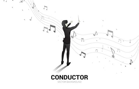 Premium Vector Silhouette Of Conductor Hand With Sound Wave Music