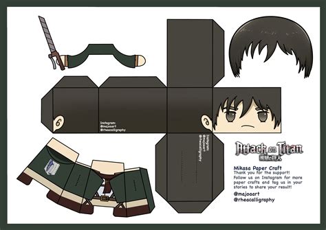 Attack On Titan Mikasa Ackerman Paper Craft Paper Doll Template