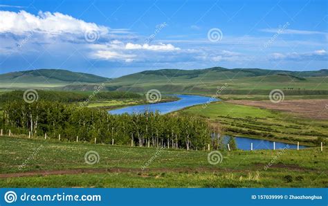 The Hulun Buir Grassland Scenery Rivers Green Stock Image Image Of