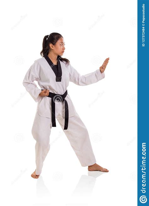 Female Fight Stance Sideways Stock Photo Image Of Martial Kimono