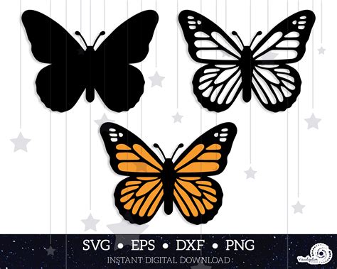 Monarch Butterfly Vector Clipart Set Instant Digital Download Svg Png