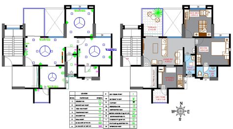 South Facing 2 BHK House Plan And Electrical Layout With Schedule