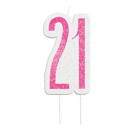 Pink Glitz Age 21 Birthday Candle 9cm Partyrama