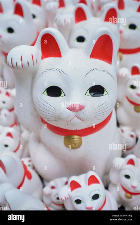 Maneki Neko Lucky Cats At Goutokuji Shrine Tokyo Japan Stock Photo