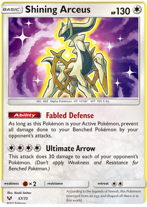 Arceus is set in the sinnoh region, long before the events of pokemon diamond and pearl take place. Shining Arceus - Shining Legends #57 Pokemon Card