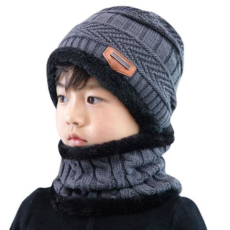 Sunhusing Children Boys Fleece Contrast Colors Knitted Warm Winter Hats