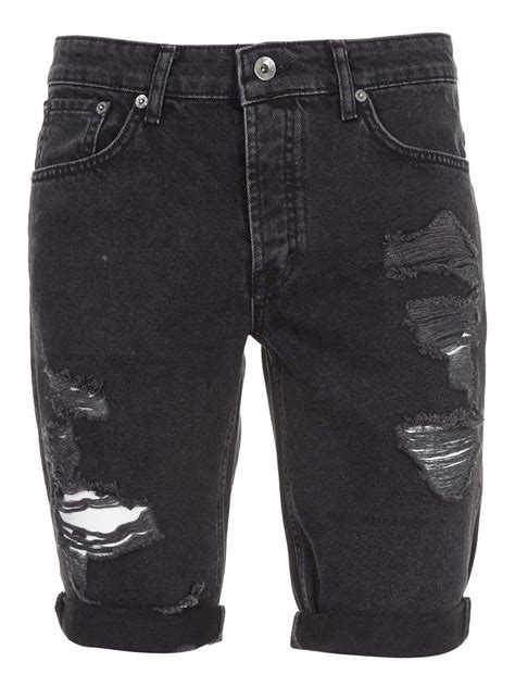 Lac Bk Ripped Denim Shorts In Black For Men Lyst