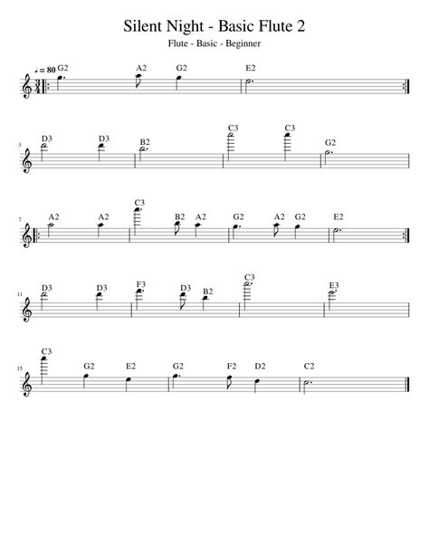 Silent Night Basic Flute 2 Sheet Music For Flute Solo