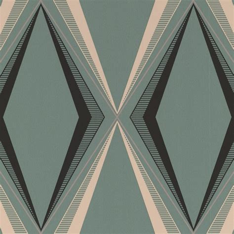 Graham Brown Deco Diamond Pattern Motif Green Silver Wallpaper 50 254