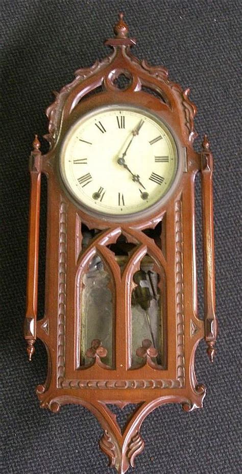 19th Century American Walnut Wall Clock In Pierced Gothic Style