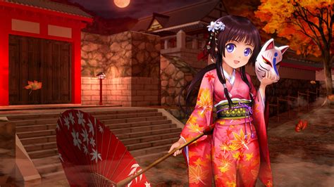 Anime Girl Kimono Umbrella Wallpapers Hd Wallpapers Id