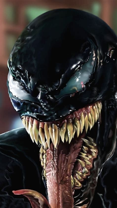 Venom is a 2018 american superhero film based on the marvel comics character of the same name, produced by columbia pictures in association with marvel and tencent pictures. 1080x1920 Venom Face Closeup Artwork Iphone 7,6s,6 Plus ...