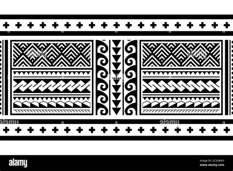 Tribal Ethnic Polynesian Geometric Seamless Vector Long Horizontal