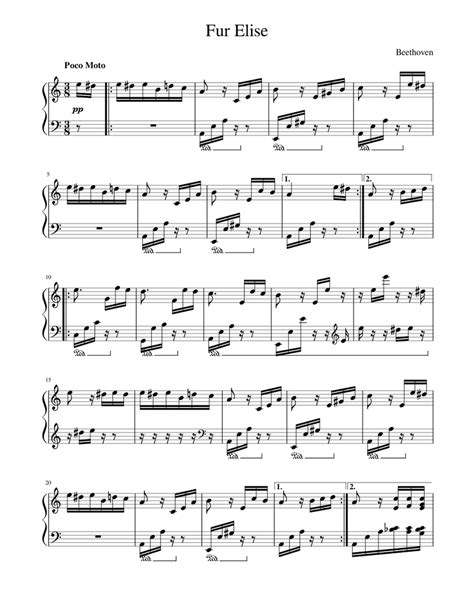 Free fur elise sheet music beautifully readable copies. Fur Elise Sheet music for Piano | Download free in PDF or MIDI | Musescore.com
