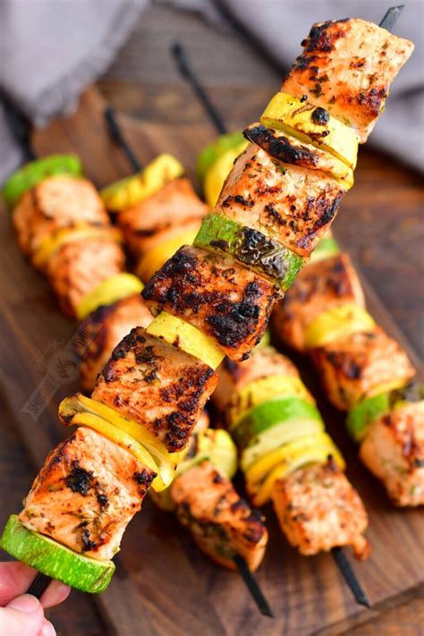 Grilled Salmon Kebabs Easy Grilled Salmon With Lemon Garlic And Herbs