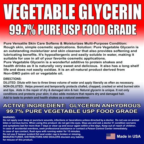 A comprehensive list of halal and haram ingredients starting with the letter a. Kosher Glycerin >=99% - Food Grade USP - 5 Gallon Pail ...