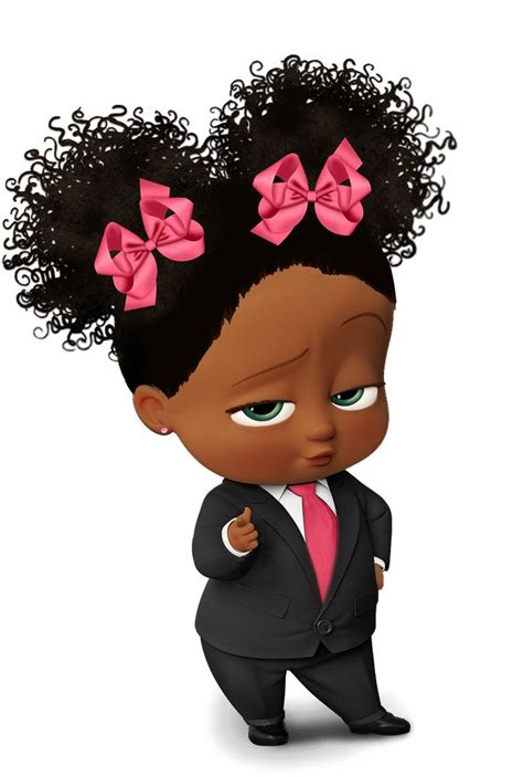 African American Girl Boss Baby Pink Bows Edible Cake Topper Image 14