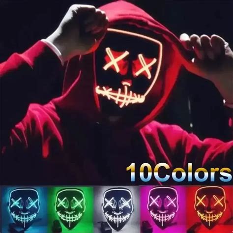 Halloween Mask Led Rave Toy Light Up Party Masks The Purge Election