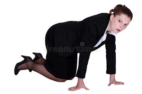 A Businesswoman On All Fours Stock Image Image Of High Finding