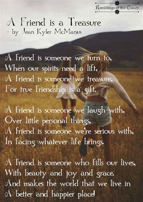 A Friend Is A Treasure Best Friend Poems Friend Poems Special
