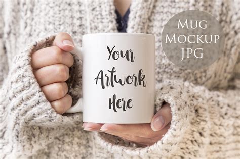 Download Mug Mockup -Woman holding mug ~ Product Mockups ~ Creative ...