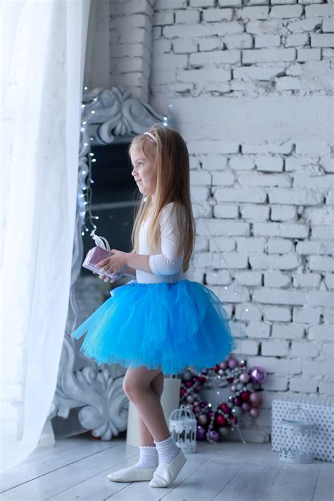 Sky Blue Tutus For Girls Kids Tulle Skirt Ballerina Birthday Outfit