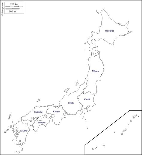 Japan Outline Map Map Outline Of Japan Eastern Asia Asia