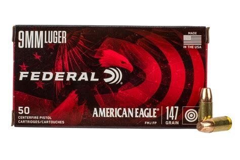 Federal American Eagle 9mm Luger 147gr Fmj Ammo Box Of 50 Feae9fpbx