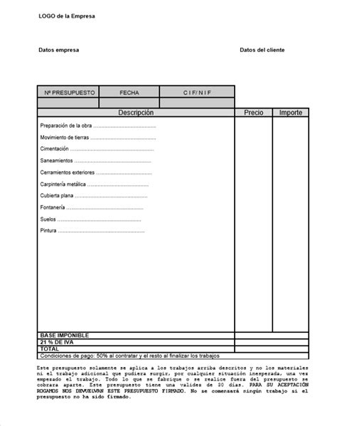 Plantillas Para Elaborar Presupuestos Descarga Gratis En Documentos Images And Photos Finder