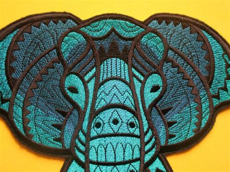 Extra Large Embroidered Elephant Applique Patch Exquisite Etsy