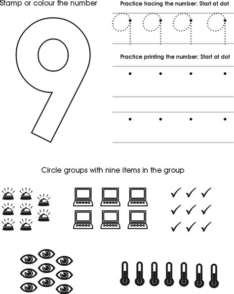 Number Nine Worksheet Free Preschool Printable Curriculum