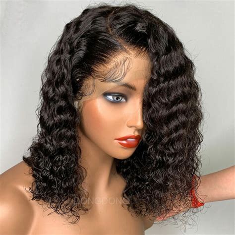 curly bob short wig 100 real pure indian virgin human hair lace front full wigs ebay