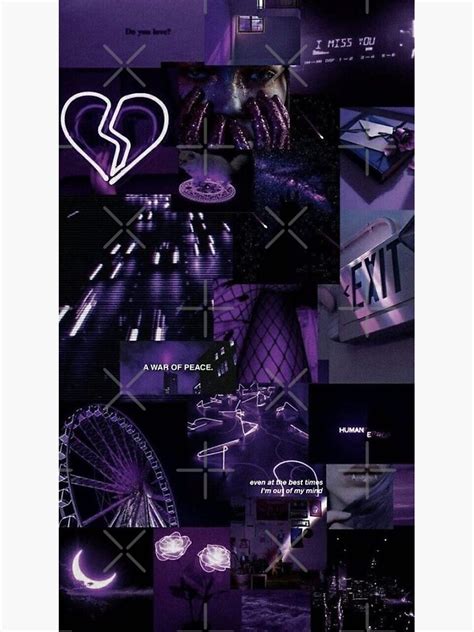 Dark Purple Collage Aesthetic Poster By Volkaneeka Redbubble