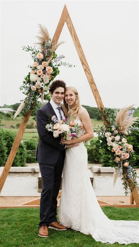 Backyard Summer Wedding Wooden Wedding Arch With Flowers Pampas And