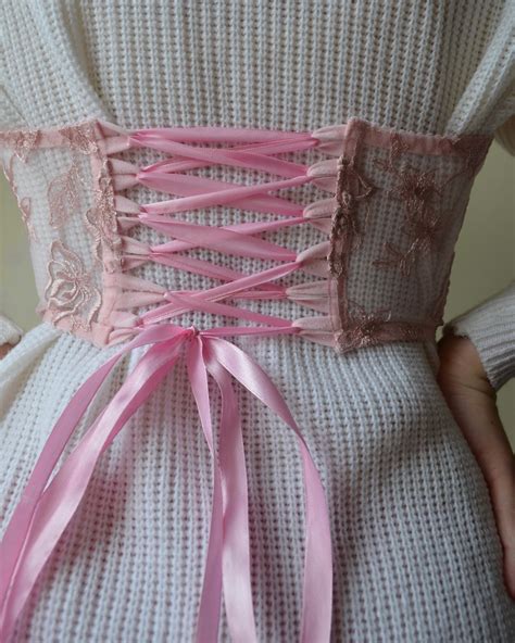 Pink Corset Cupless Erotic Corset With Embroidered Flowers Etsy