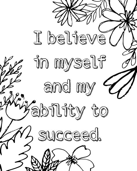Printable Affirmation I Believe In Myself And My Ability To Succeed