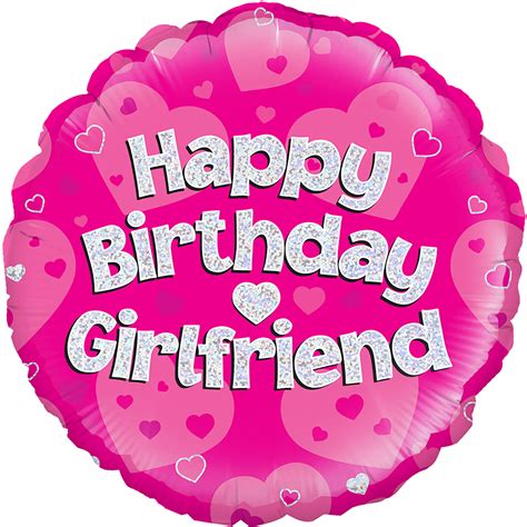 18 Happy Birthday Girlfriend Pink Holographic Oaktree Foil Balloon