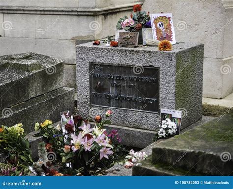 The Grave Of Jim Morrison In Paris Pere Lachaise Cemetery Editorial