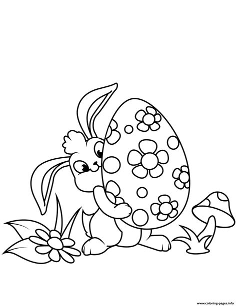 Cute Easter Bunny And Egg Coloring Page Printable