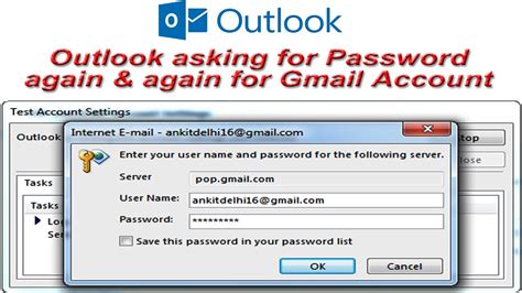 This video will show you have to update your smtp server password in the gmail app on android in the even that you change your password. Outlook cannot Connect to Gmail | Asking for Password ...