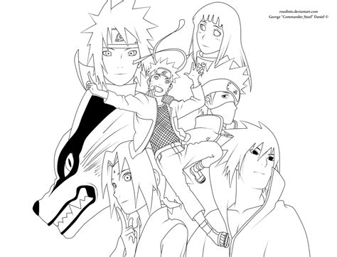 Naruto And Friends Lineart By Rosolinio On Deviantart