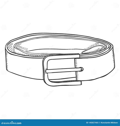 Vector Sketch Classic Belt With Buckle Stock Vector Illustration Of